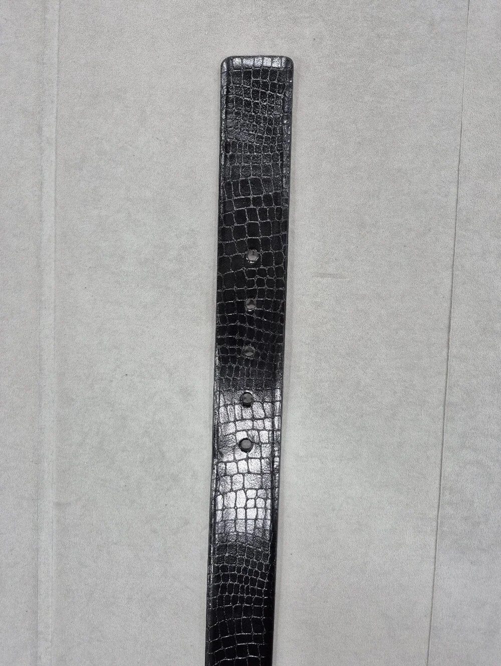 Michael Kors belt women's large black leather croc embossed silver buckle logo